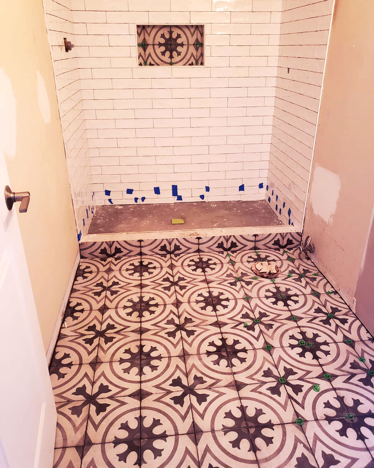 Bathroom tile with mosaic patterns